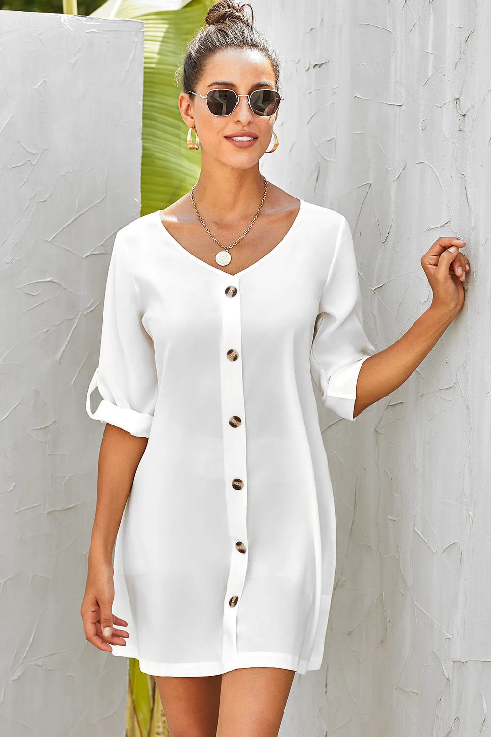 Buttoned V-Neck Dress sold by Gigi Laurent product image thumbnail 3