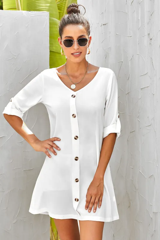 Buttoned V-Neck Dress sold by Gigi Laurent