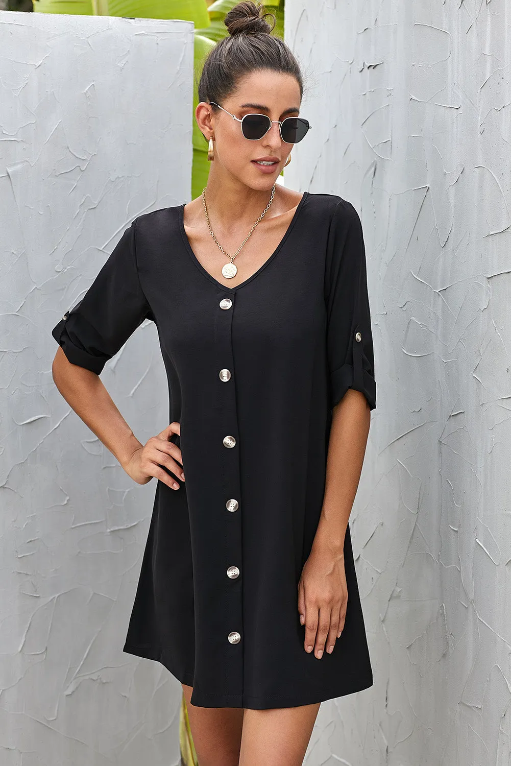 Buttoned V-Neck Dress sold by Gigi Laurent product image thumbnail 5