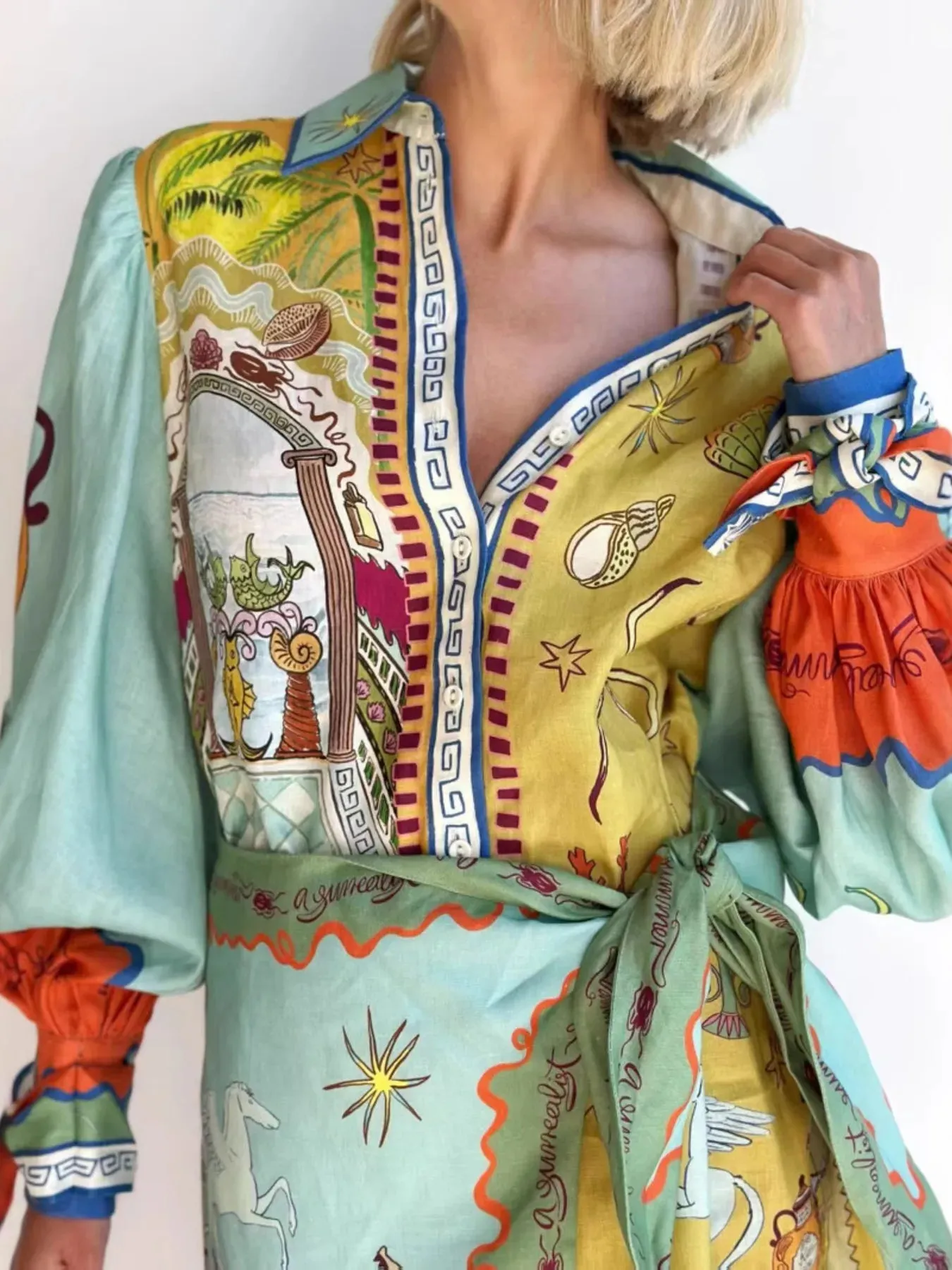 Printed Long Sleeve Shirt Dress sold by Gigi Laurent product image thumbnail 2