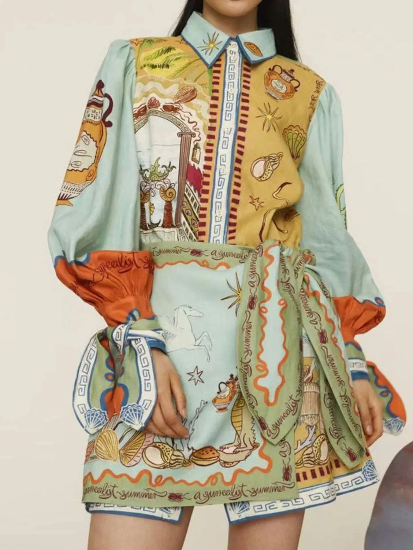 Printed Long Sleeve Shirt Dress sold by Gigi Laurent product image thumbnail 5