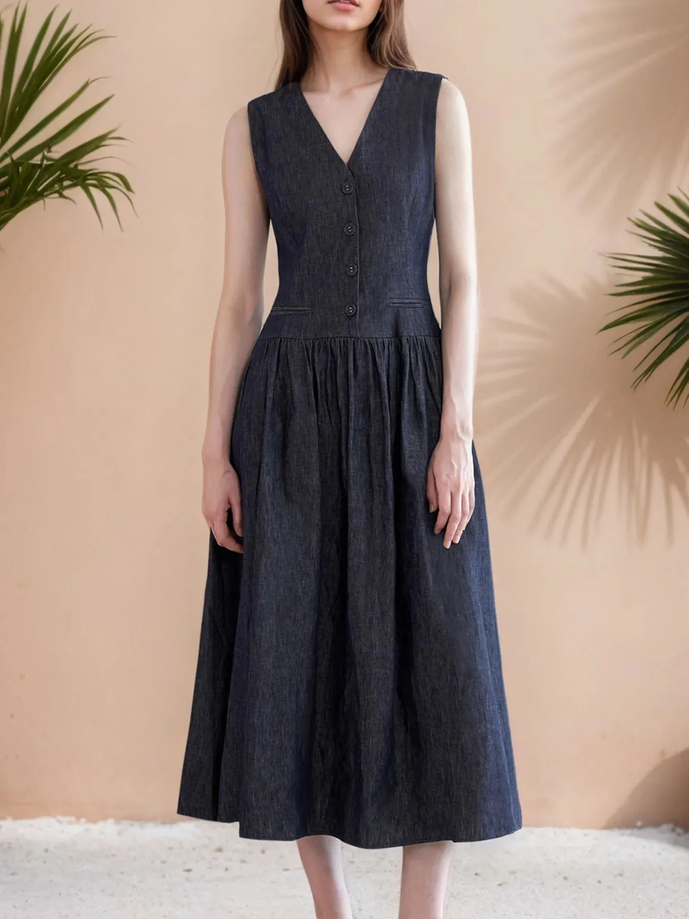 V-Neck Sleeveless Midi Dress sold by Gigi Laurent