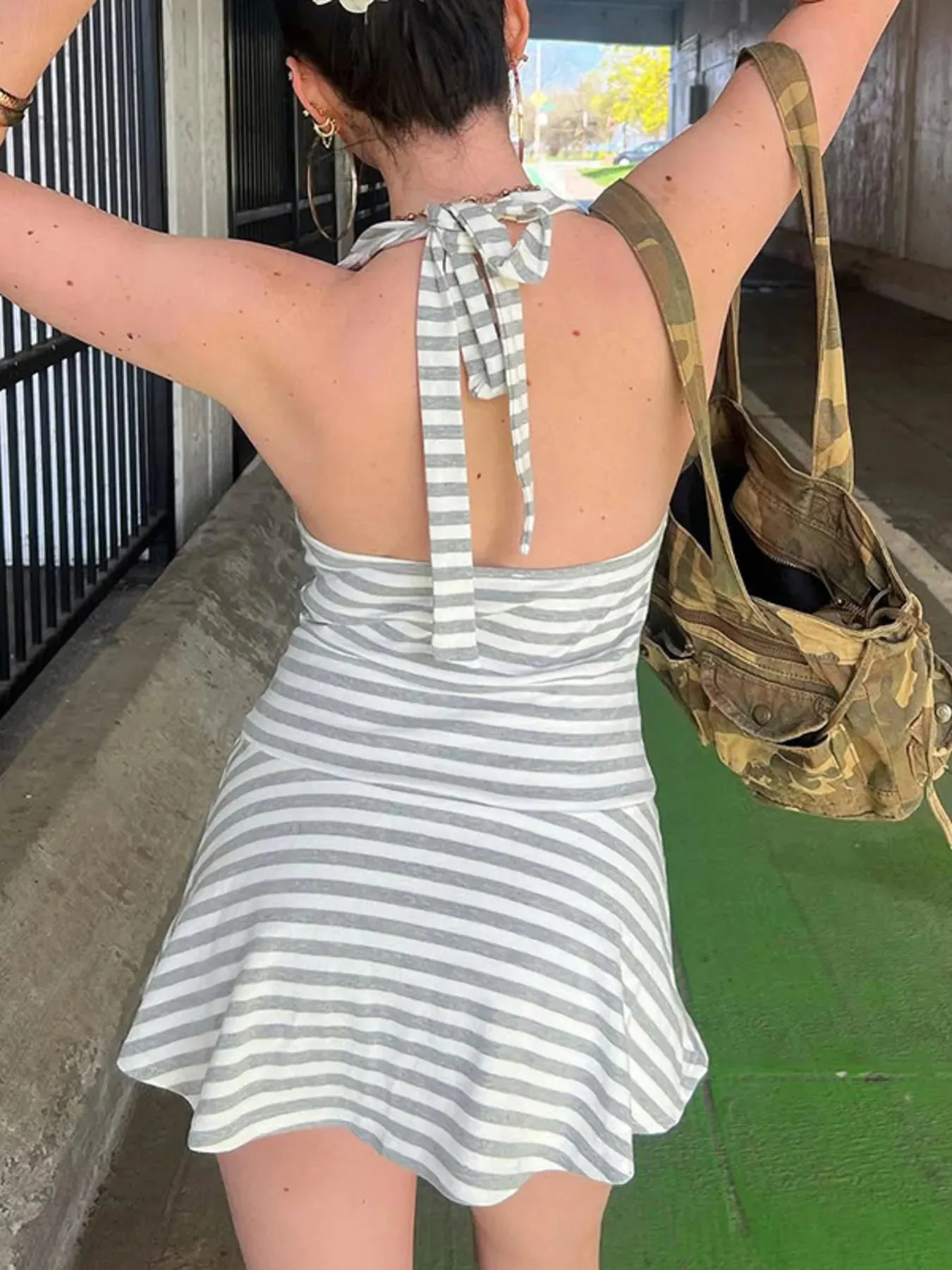 Striped Halter Neck Mini Dress sold by Gigi Laurent product image thumbnail 2