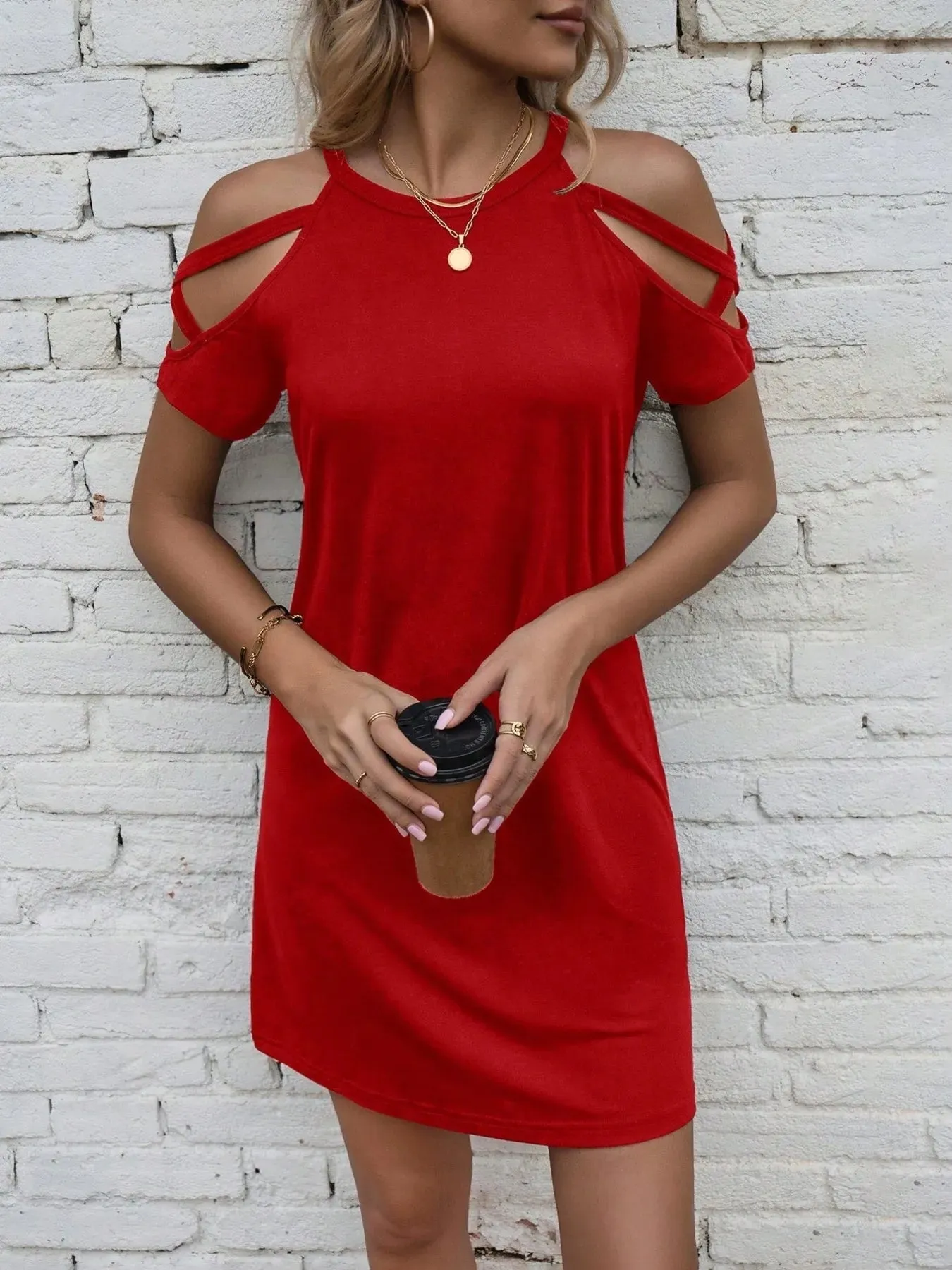 Cold Shoulder Mini Dress sold by Gigi Laurent product image thumbnail 4