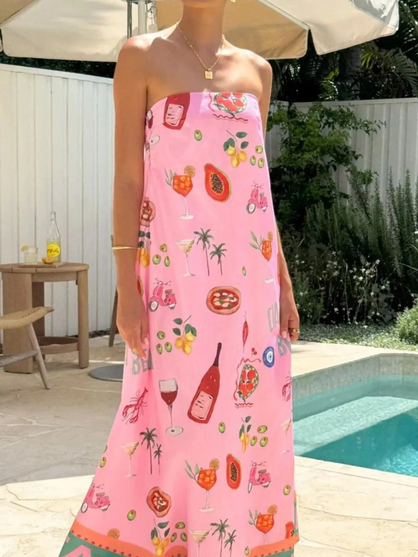 Printed Strapless Summer Maxi Dress sold by Gigi Laurent product image thumbnail 4