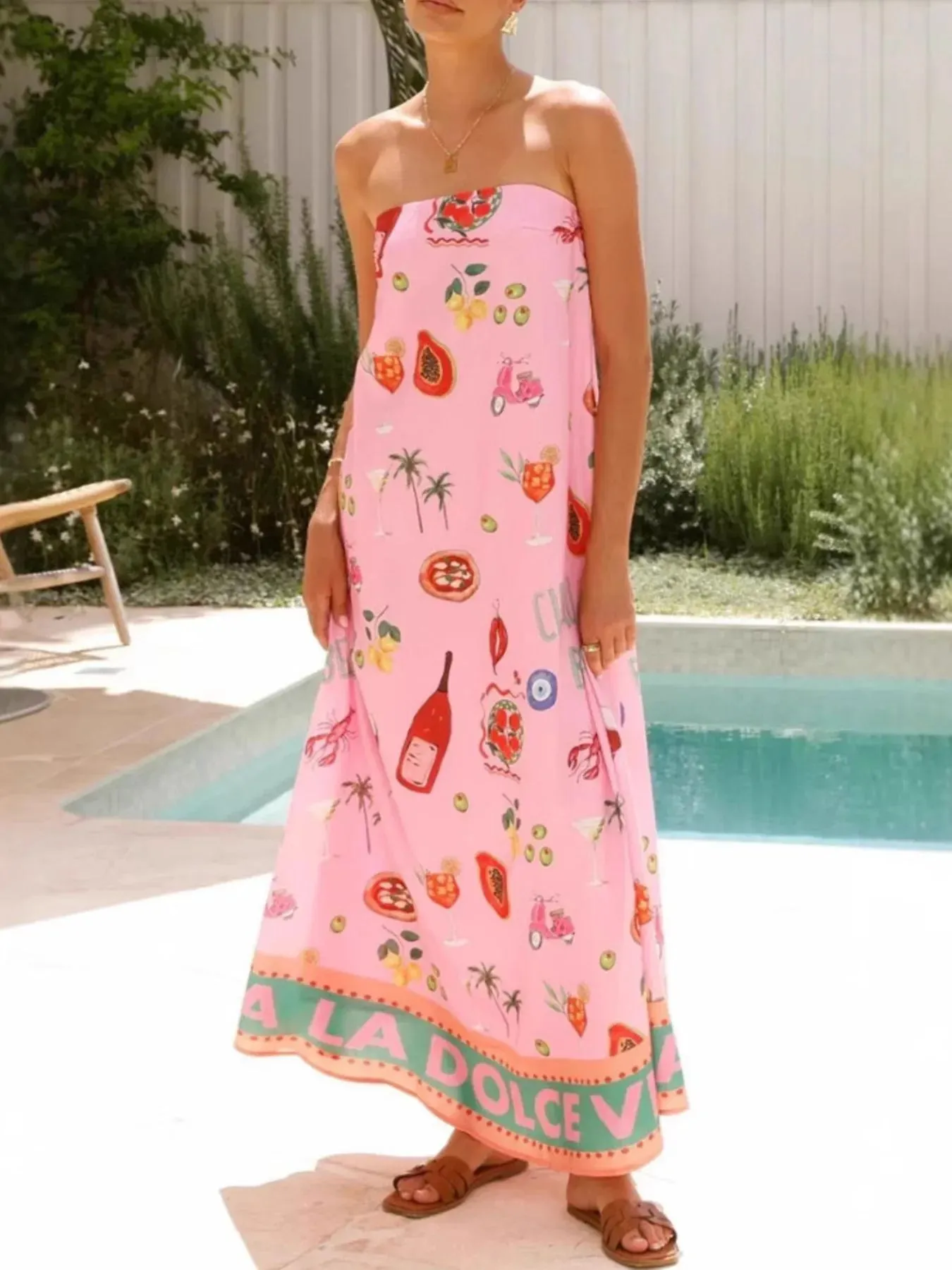 Printed Strapless Summer Maxi Dress sold by Gigi Laurent product image thumbnail 2