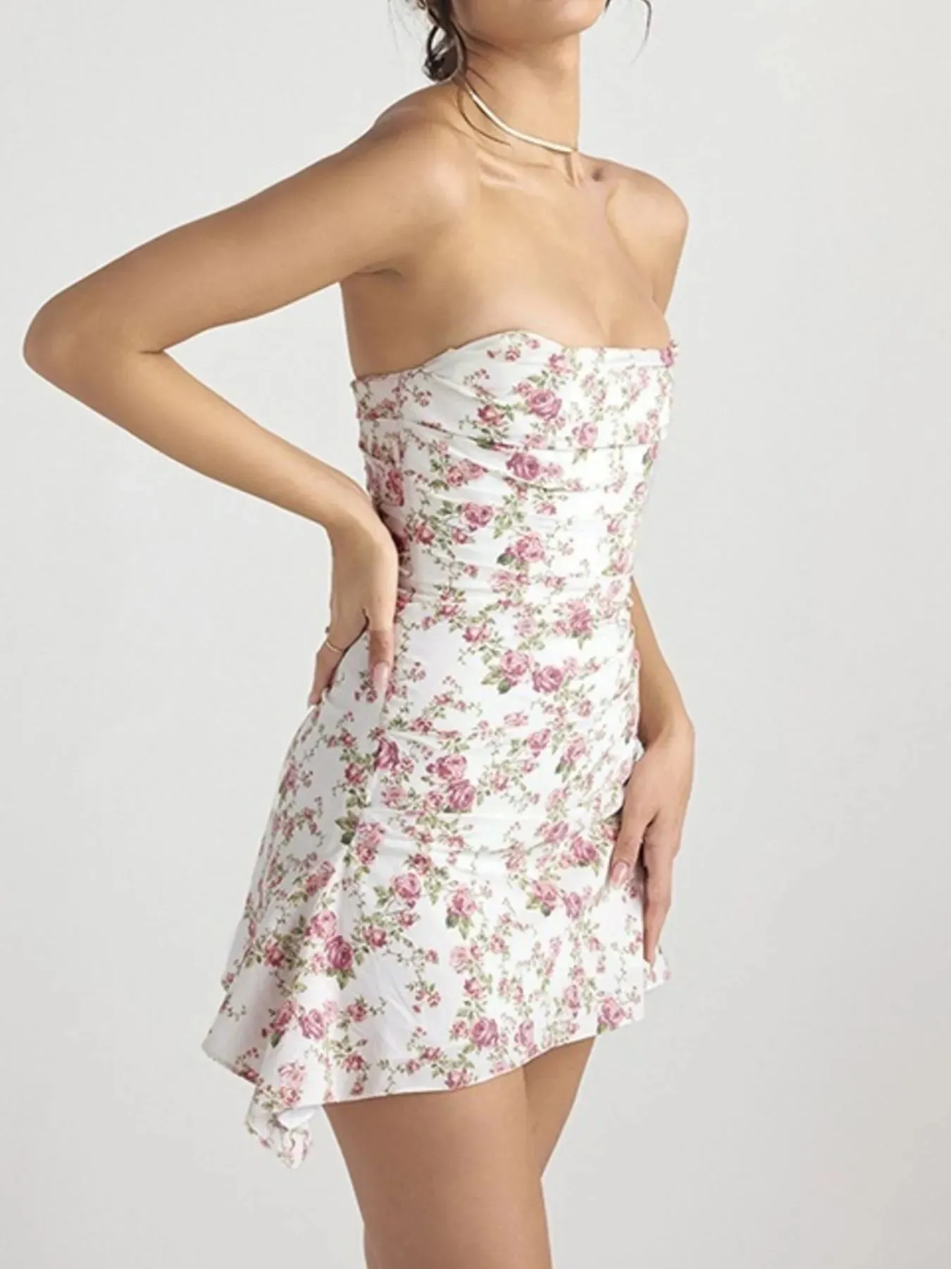 Floral Print Strapless Mini Dress sold by Gigi Laurent product image thumbnail 4