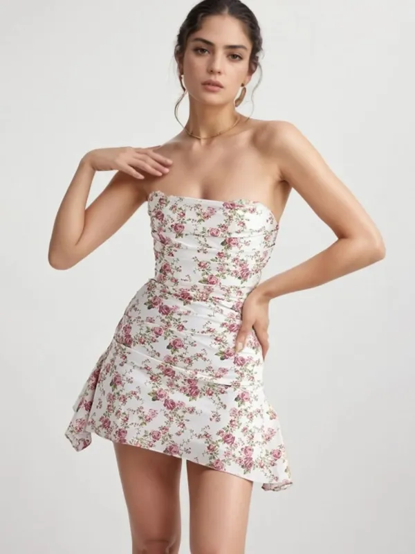 Floral Print Strapless Mini Dress sold by Gigi Laurent