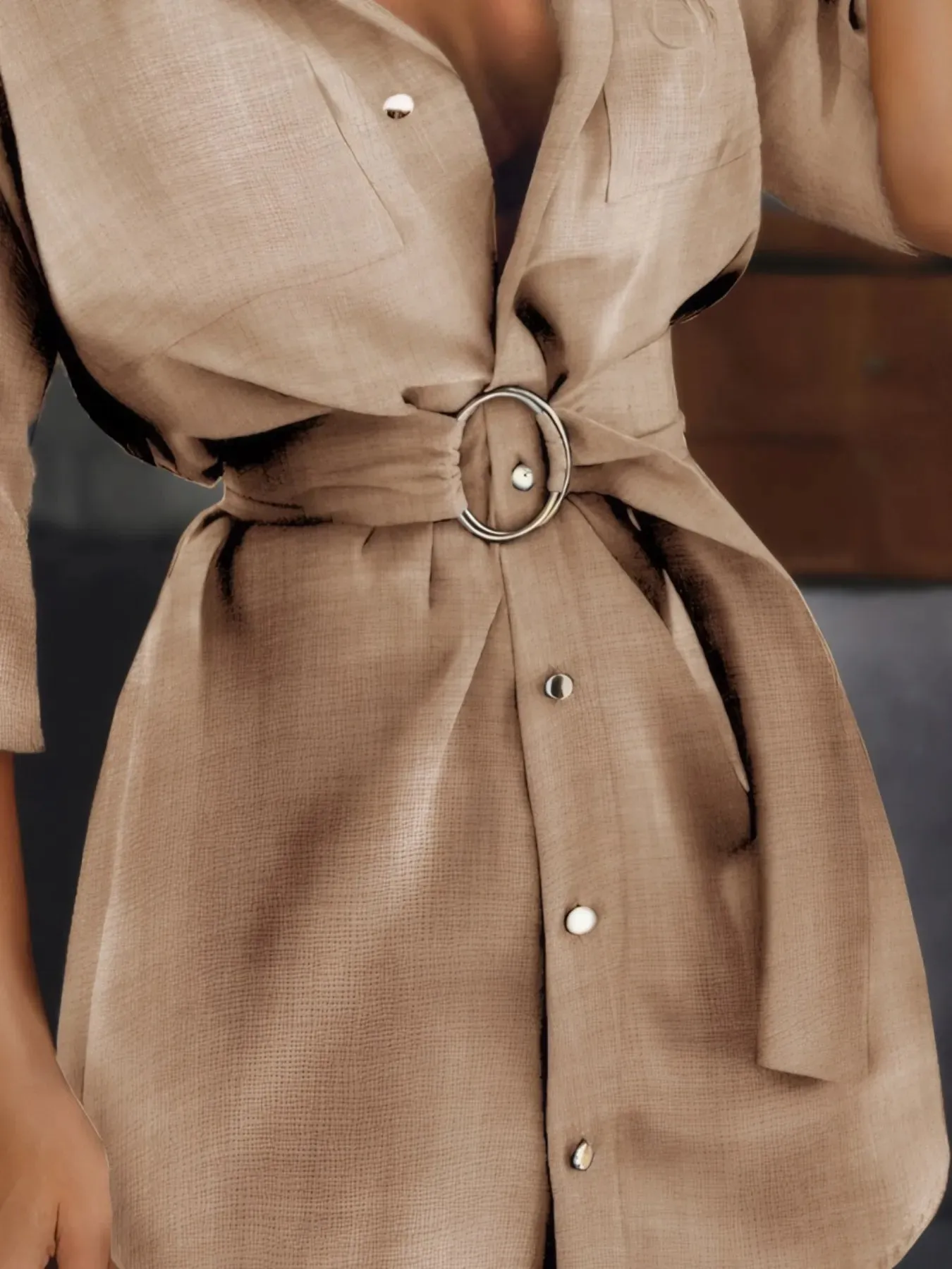 Button-Front Belted Shirt Dress sold by Gigi Laurent product image thumbnail 2