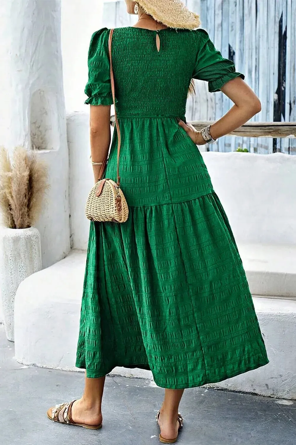 Smocked Puff Sleeve Midi Dress sold by Gigi Laurent product image thumbnail 2