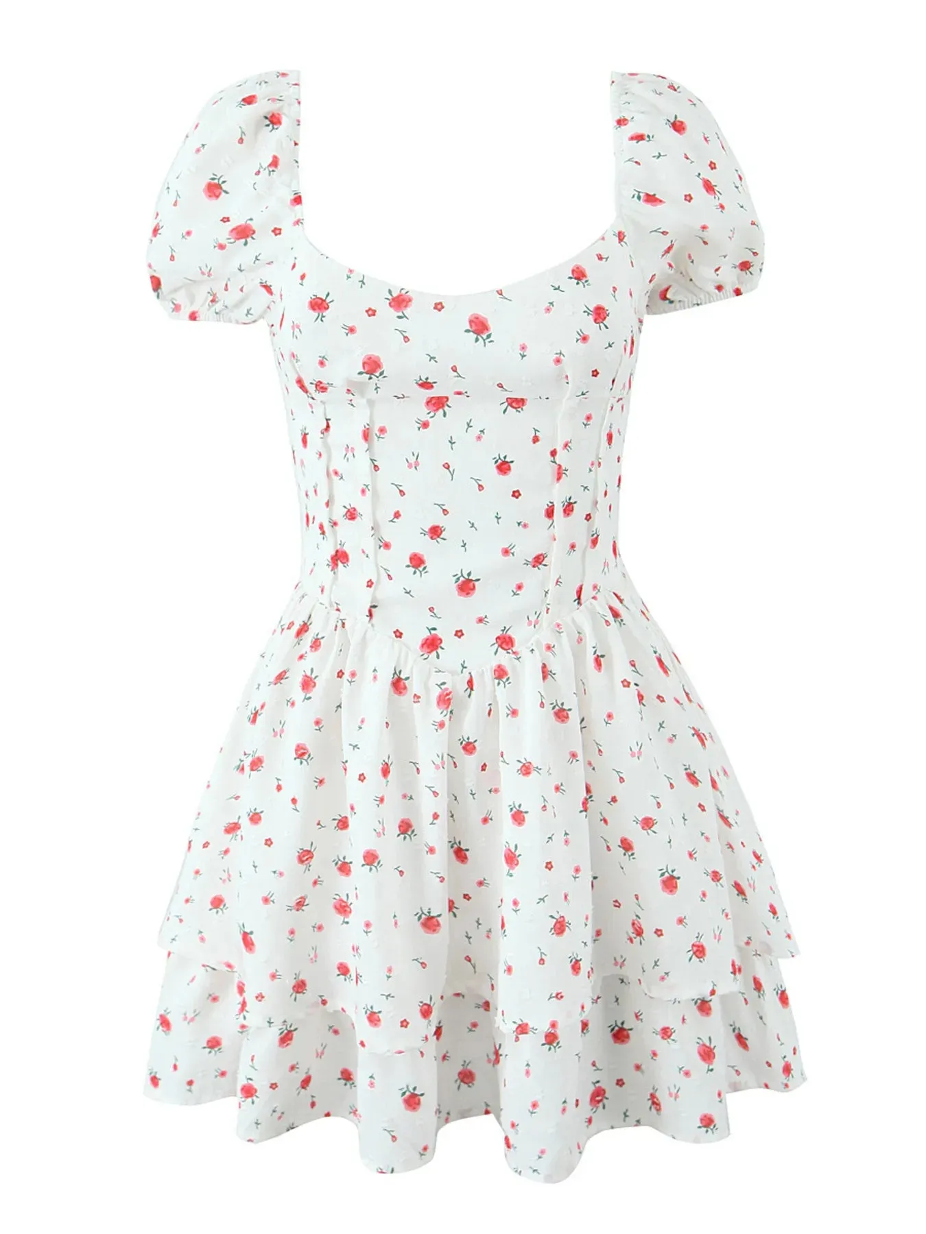 Printed Puff Sleeve Layered Dress sold by Gigi Laurent product image thumbnail 5