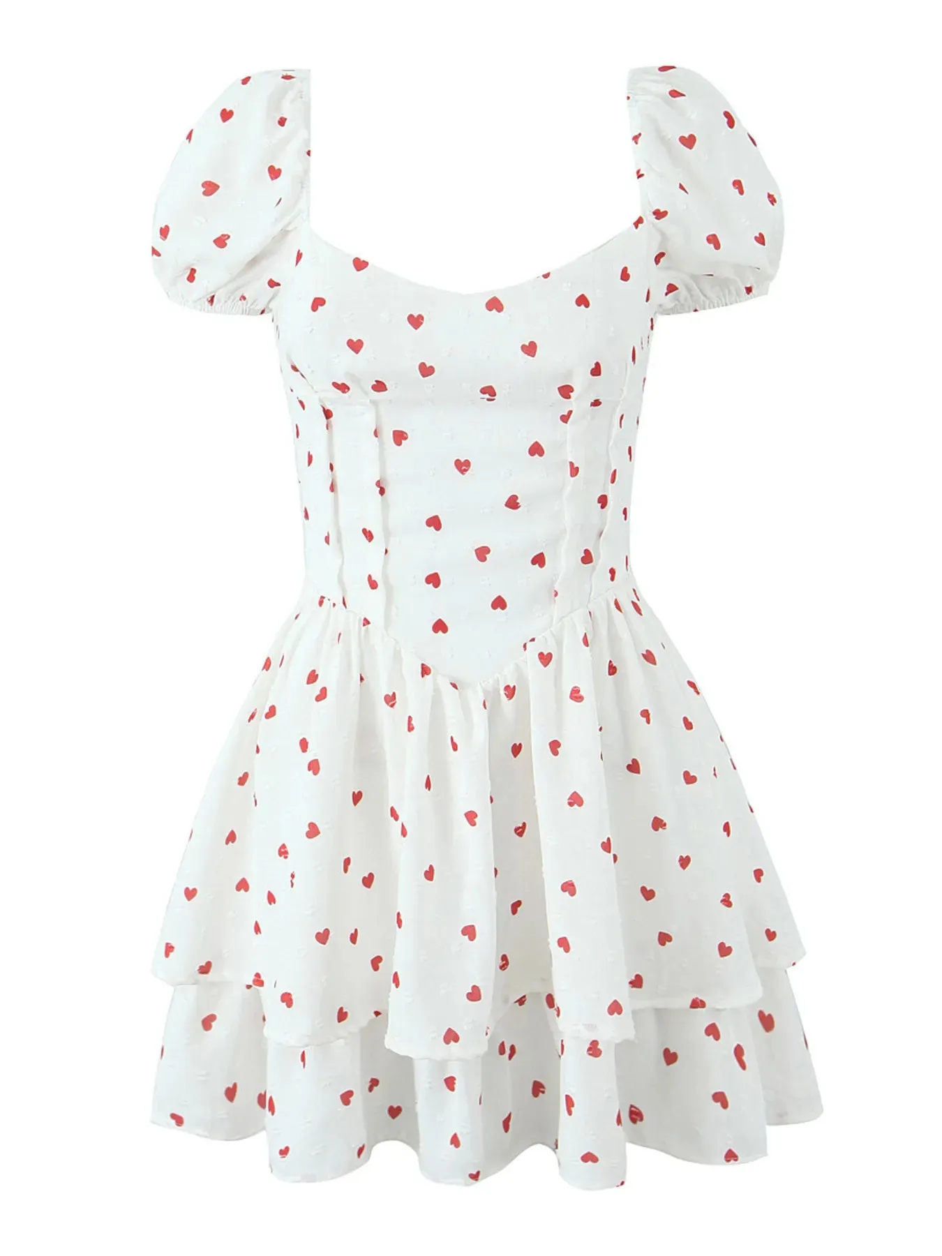 Printed Puff Sleeve Layered Dress sold by Gigi Laurent product image thumbnail 4