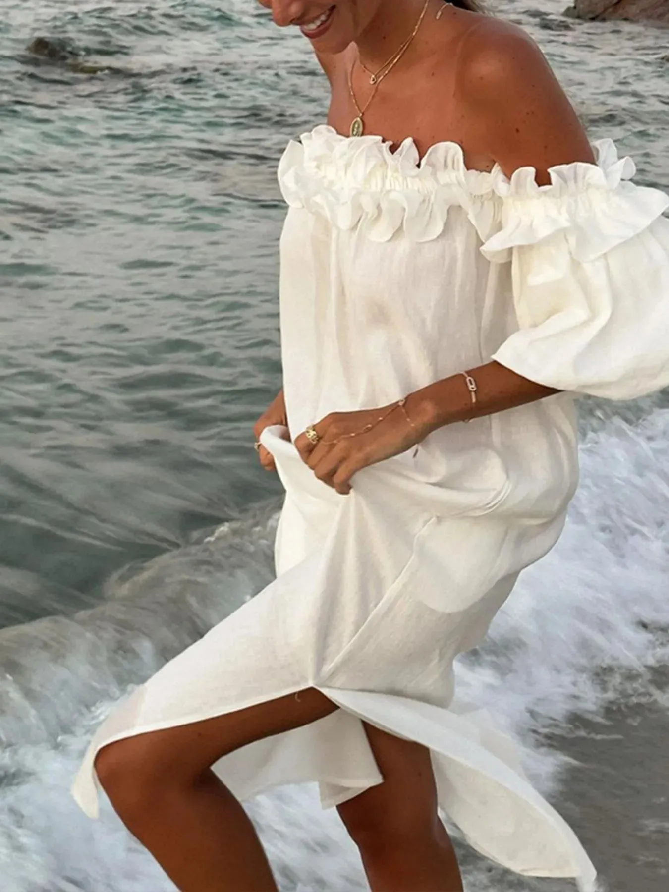 Side Slit Off-Shoulder Dress sold by Gigi Laurent product image thumbnail 4