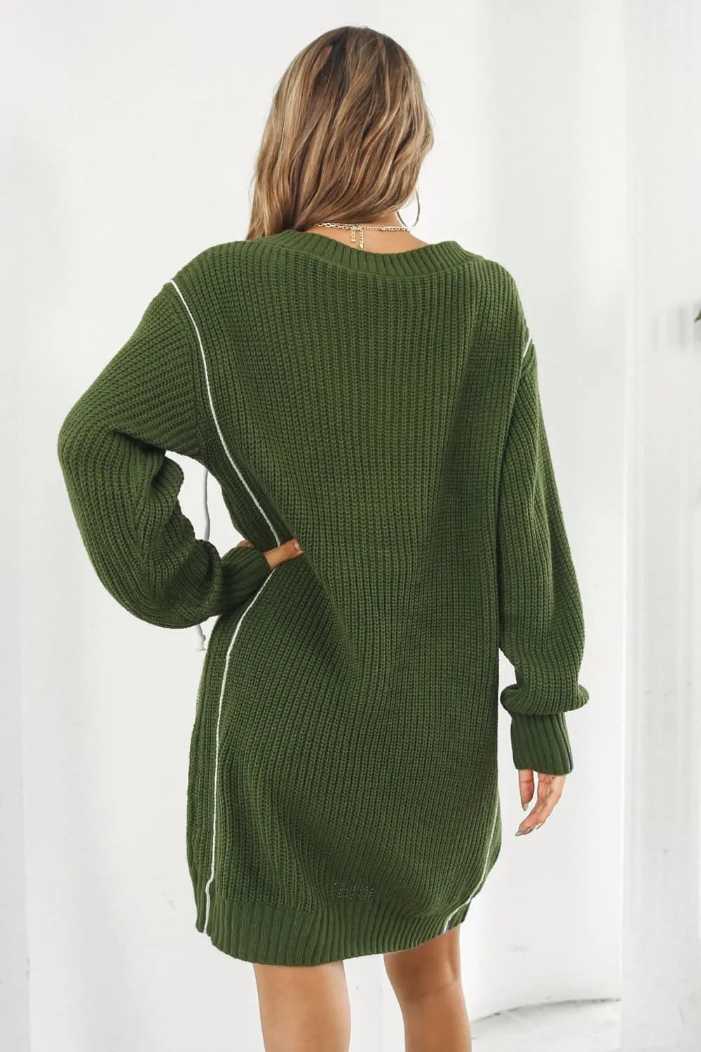 Contrast V-Neck Sweater Dress sold by Gigi Laurent product image thumbnail 2