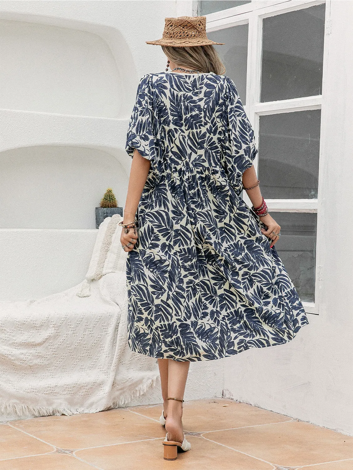 Printed Tie Neck Midi Dress sold by Gigi Laurent product image thumbnail 2