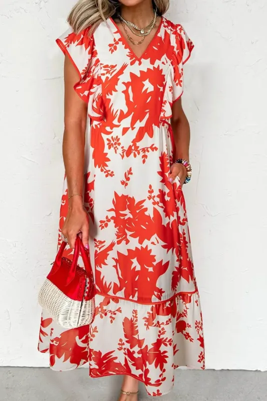 Floral V-Neck Summer Midi Dress sold by Gigi Laurent