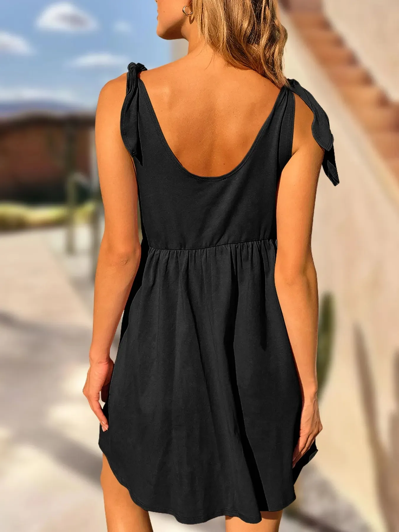 Tie-Shoulder Flowy Tank Dress sold by Gigi Laurent product image thumbnail 5