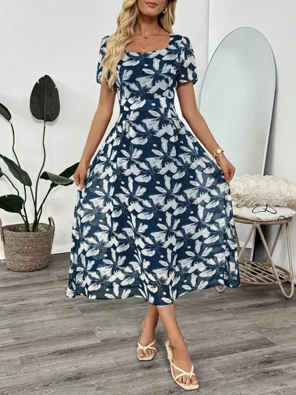 Printed Square Neck Midi Dress sold by Gigi Laurent