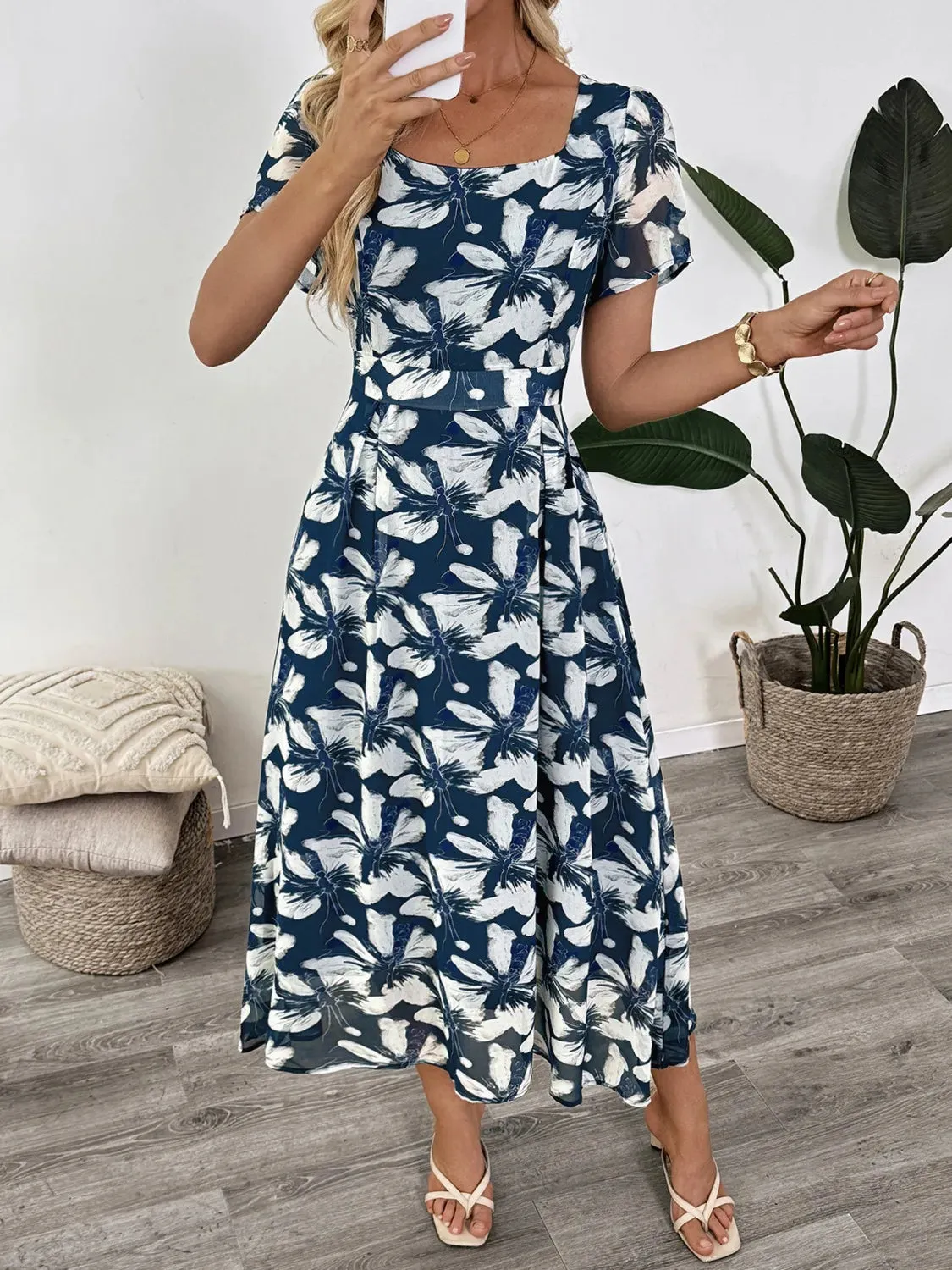 Printed Square Neck Midi Dress sold by Gigi Laurent product image thumbnail 3