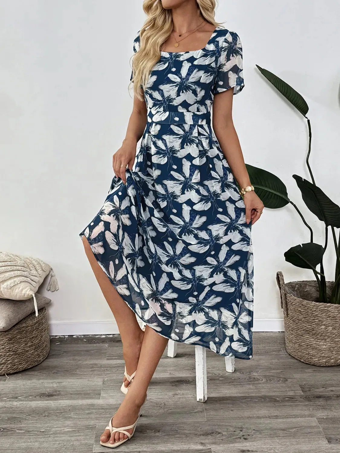 Printed Square Neck Midi Dress sold by Gigi Laurent product image thumbnail 4