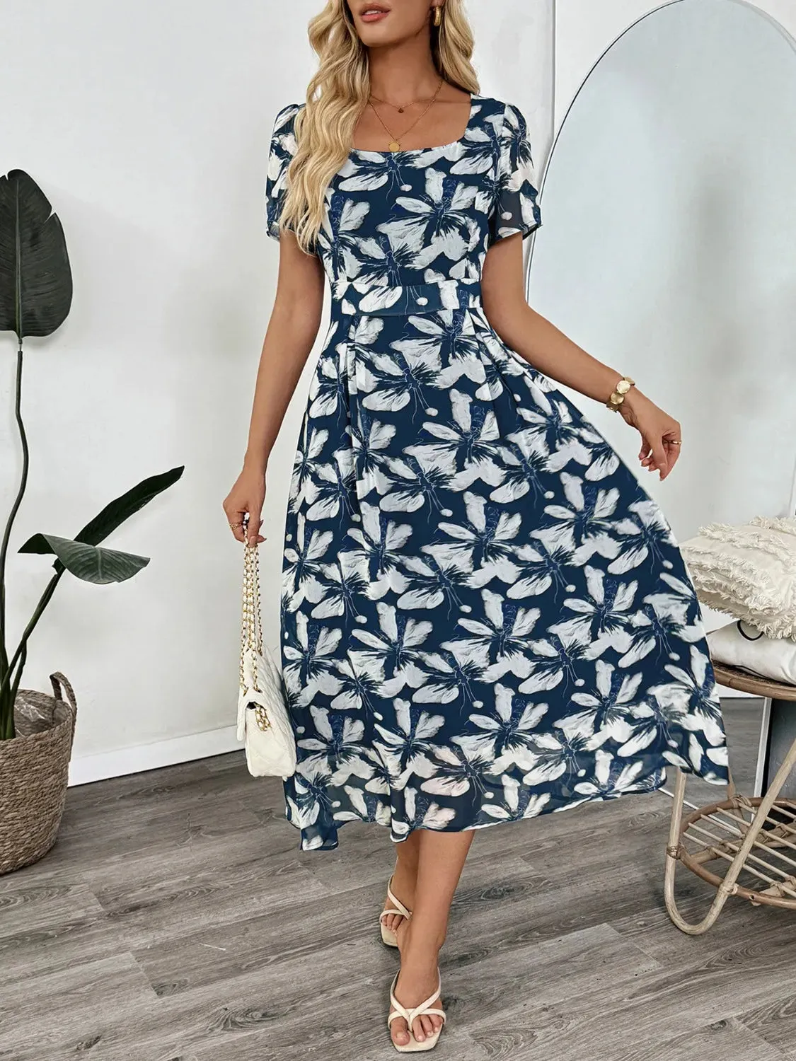 Printed Square Neck Midi Dress sold by Gigi Laurent product image thumbnail 2