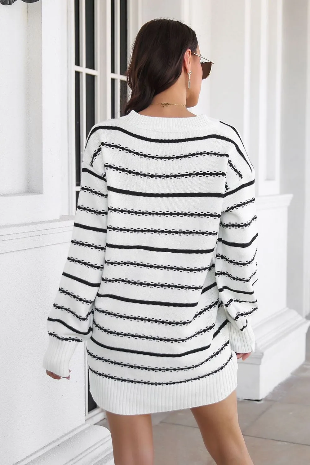 Striped V-Neck Sweater Dress sold by Gigi Laurent product image thumbnail 2