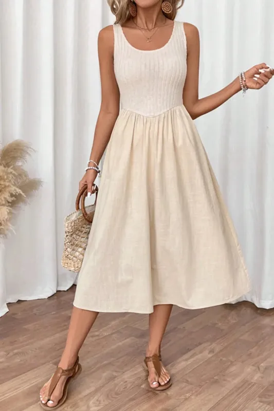 Ribbed Bodice Sleeveless Midi Dress sold by Gigi Laurent