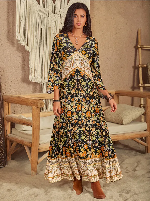 Floral V-Neck Midi Dress sold by Gigi Laurent