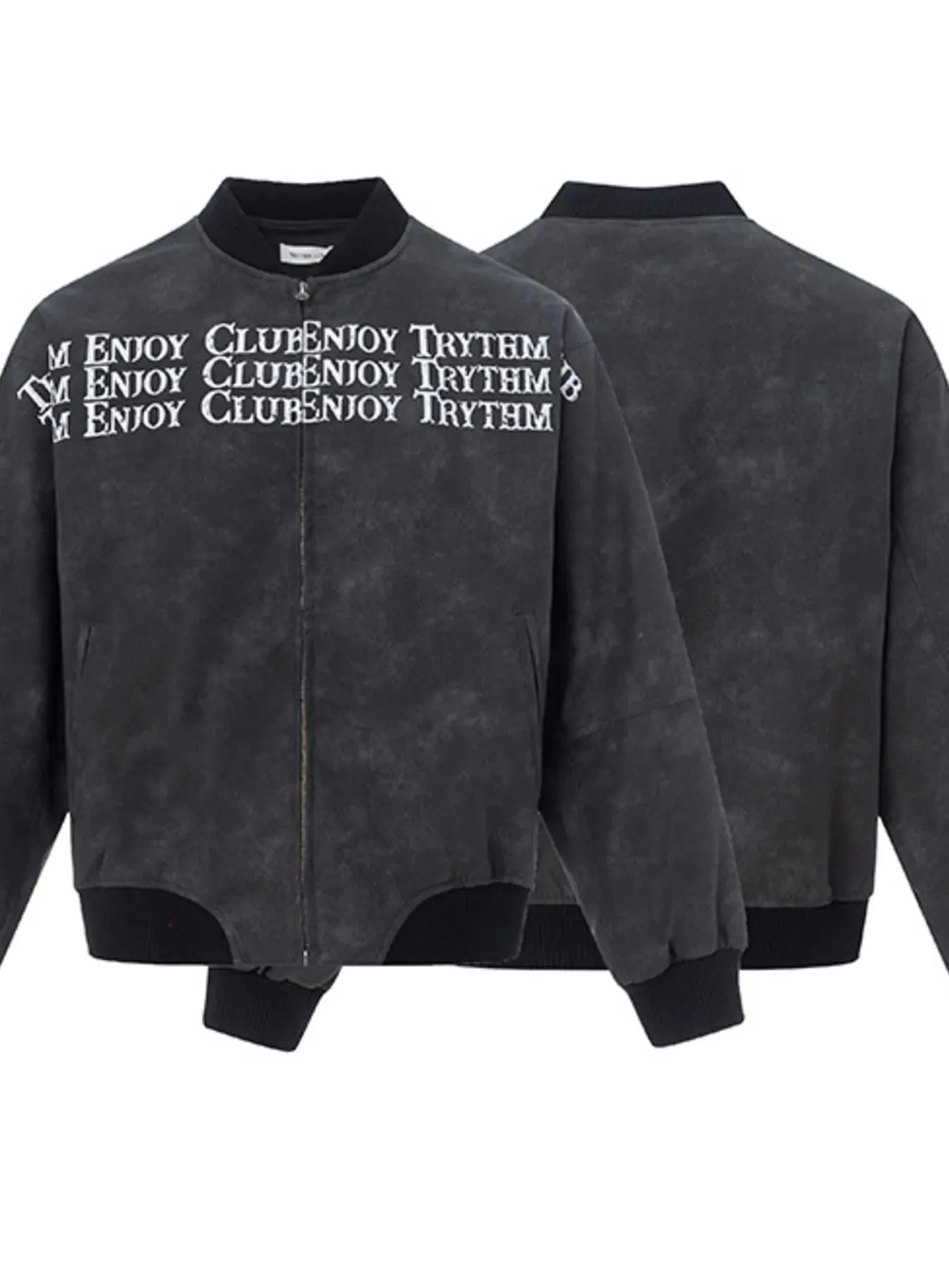 Men's Zip Up Letter Graphic Bomber Jacket sold by Gigi Laurent product image thumbnail 3