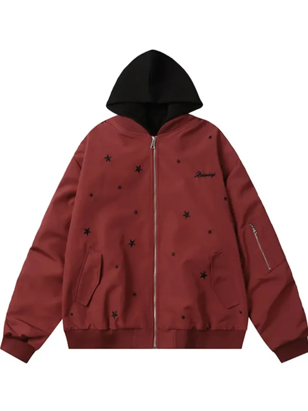 Men's Star Zip Up Hooded Jacket sold by Gigi Laurent