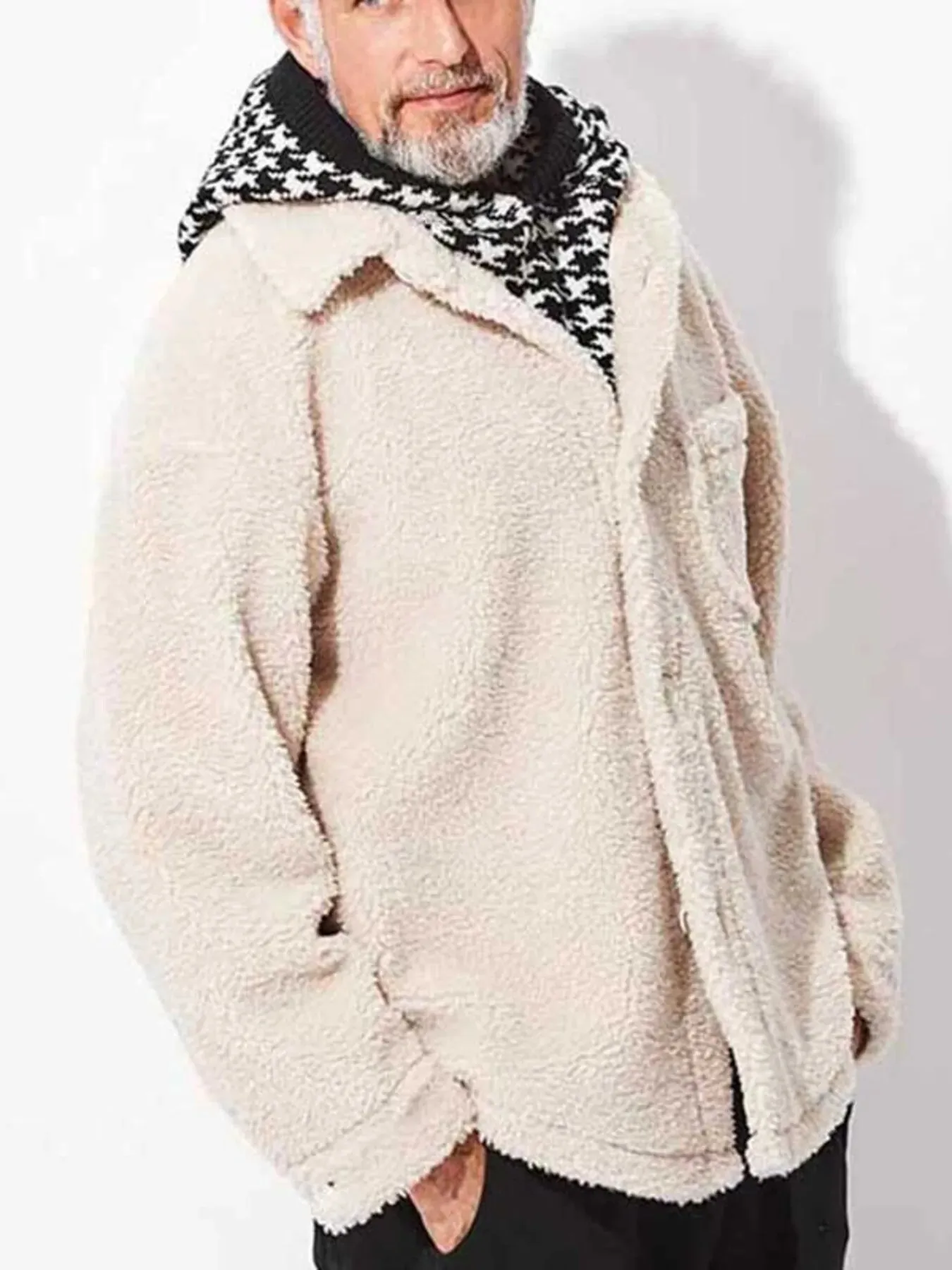 Men's Full Size Button Up Drop Shoulder Sherpa Jacket Plus Size sold by Gigi Laurent product image thumbnail 2