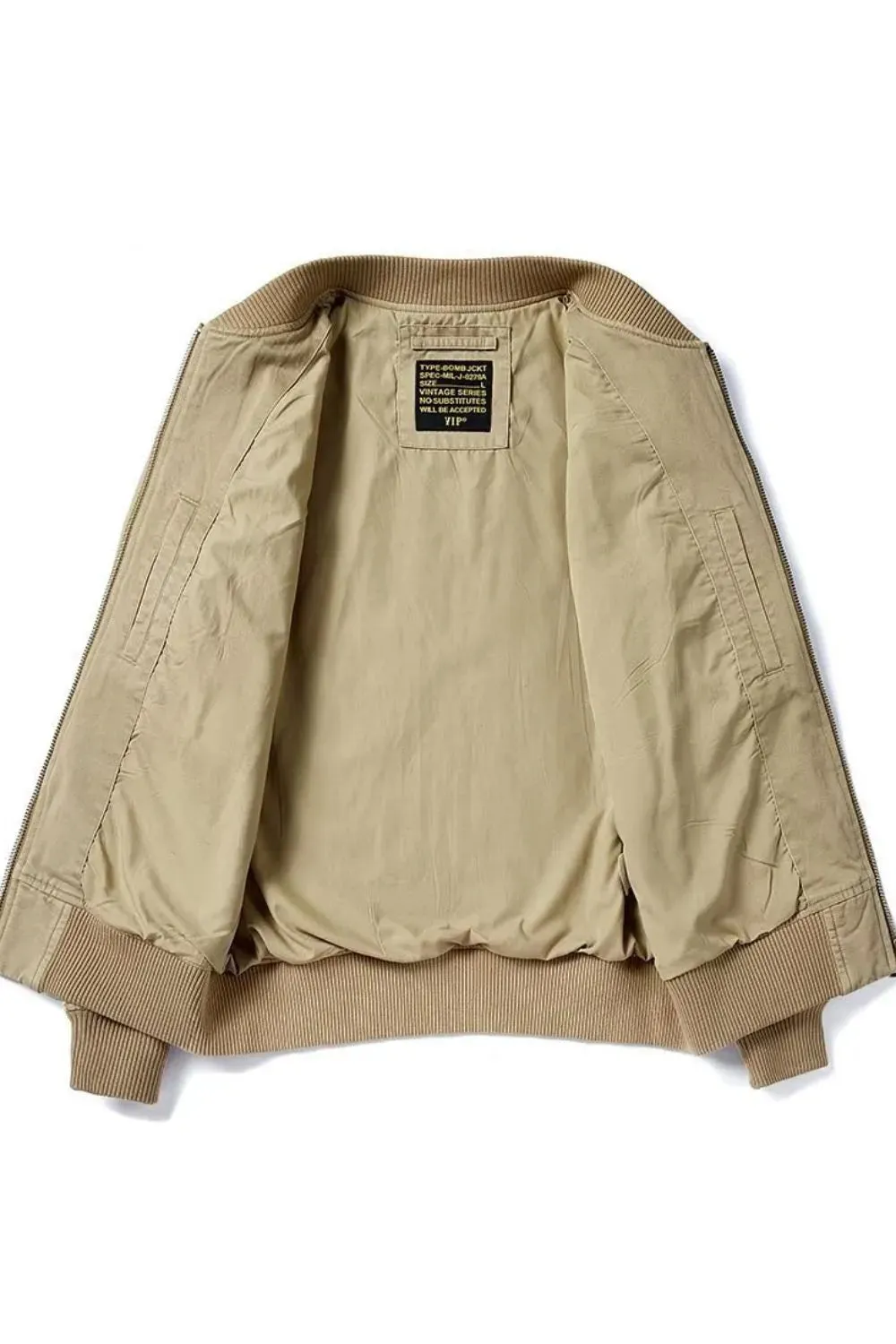 Men's Plus Size Zip Up Baseball Collar Bomber Jacket sold by Gigi Laurent product image thumbnail 5