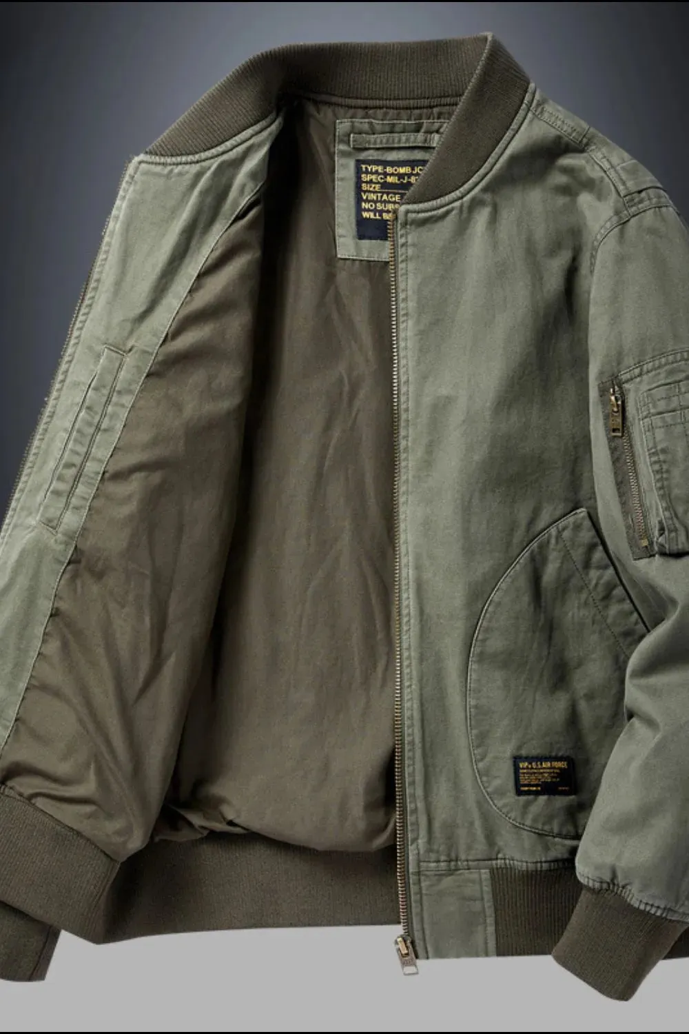 Men's Plus Size Zip Up Baseball Collar Bomber Jacket sold by Gigi Laurent product image thumbnail 2