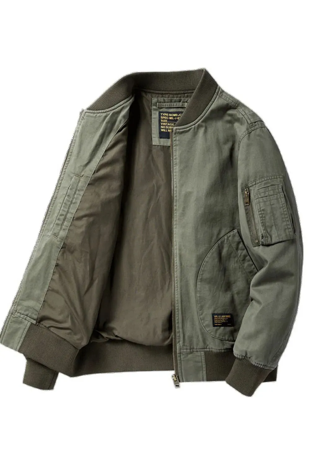 Men's Plus Size Zip Up Baseball Collar Bomber Jacket sold by Gigi Laurent product image thumbnail 3