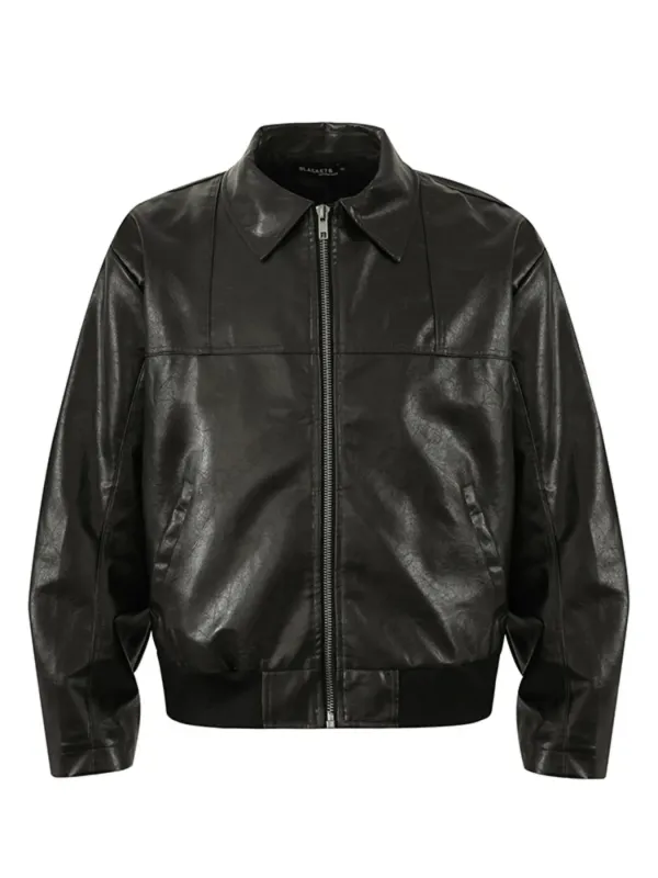 Men's Zip Up Leather Jacket sold by Gigi Laurent