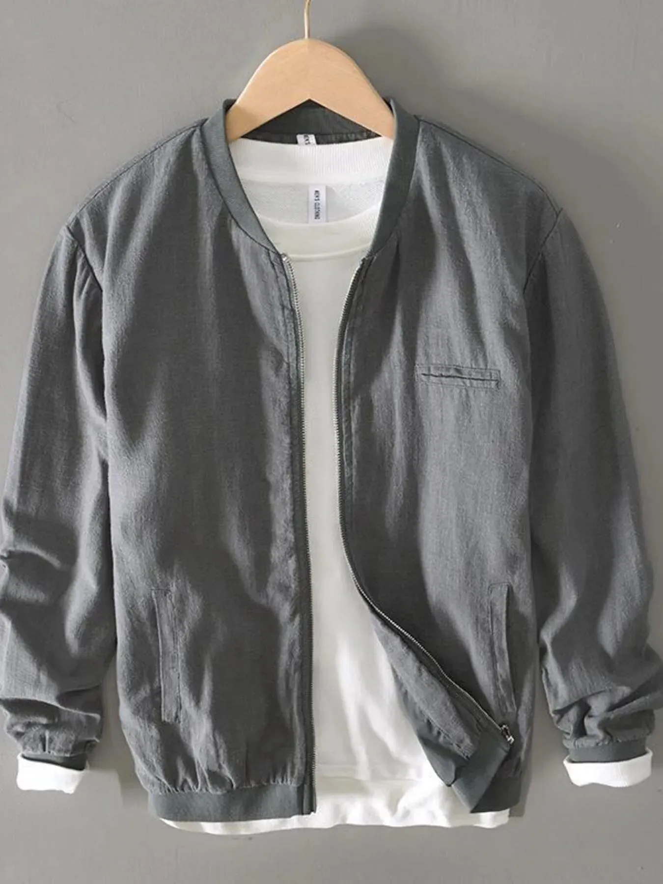 Men's Plus Size Zip Up Long Sleeve Jacket sold by Gigi Laurent product image thumbnail 4