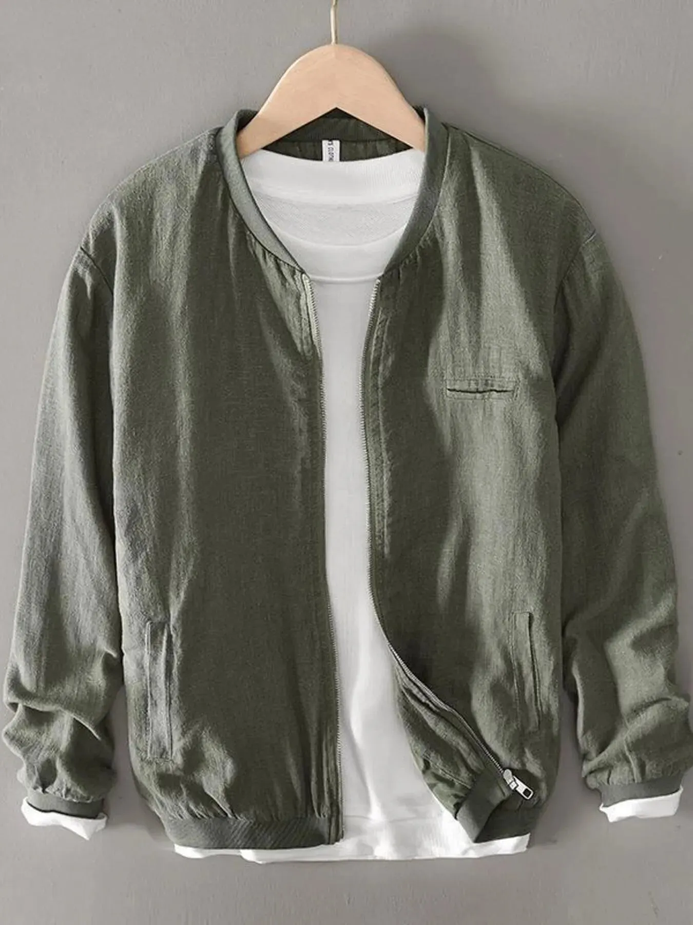 Men's Plus Size Zip Up Long Sleeve Jacket sold by Gigi Laurent product image thumbnail 3