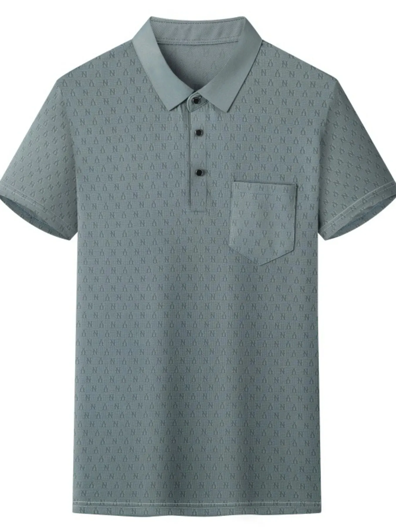 Men's Plus Size Textured Short Sleeve Casual Polo Shirt sold by Gigi Laurent product image thumbnail 2