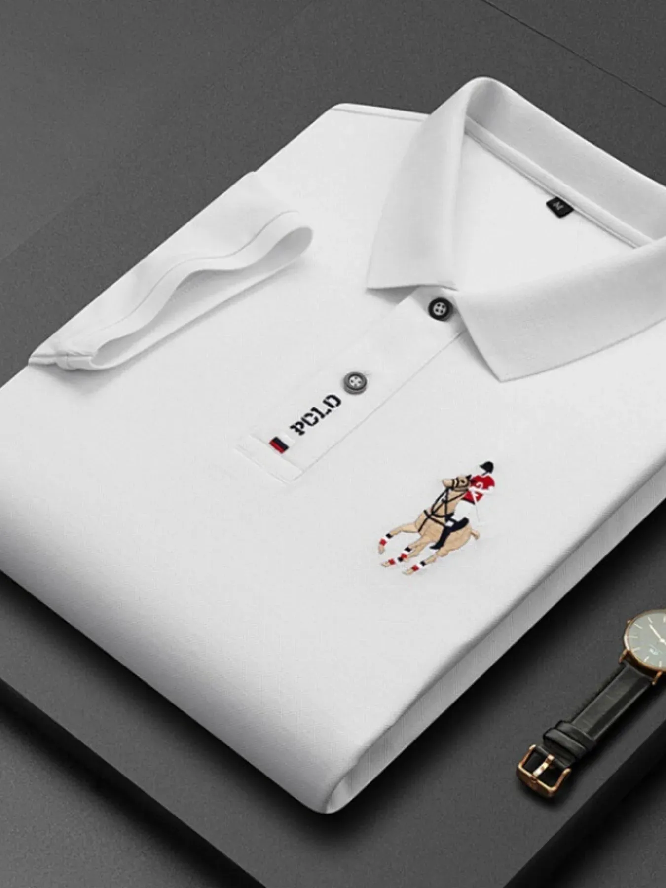 Men's Plus Size Classic Embroidered Short Sleeve Polo Shirt sold by Gigi Laurent product image thumbnail 5