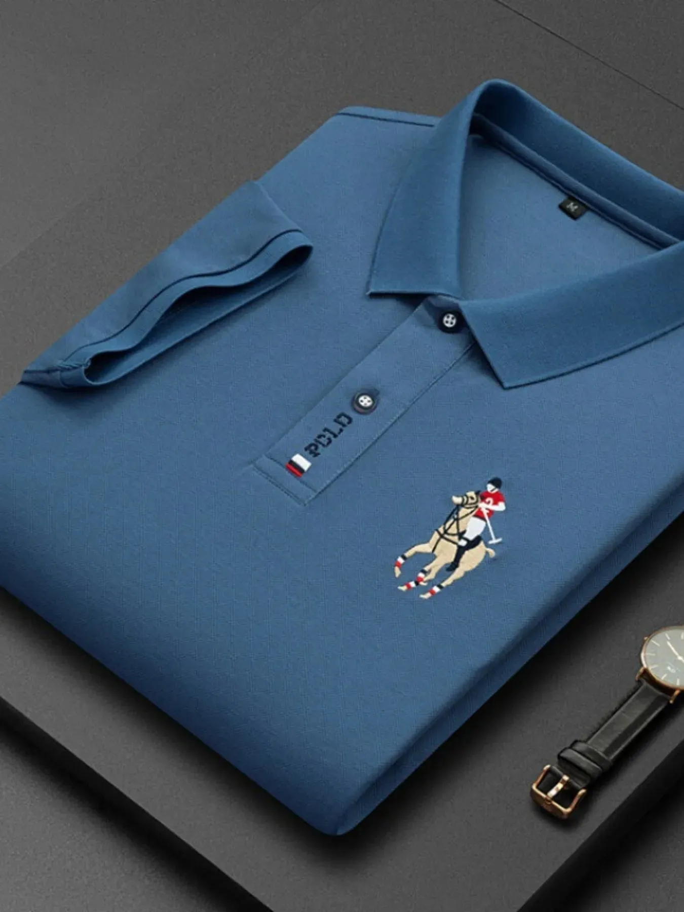 Men's Plus Size Classic Embroidered Short Sleeve Polo Shirt sold by Gigi Laurent product image thumbnail 3