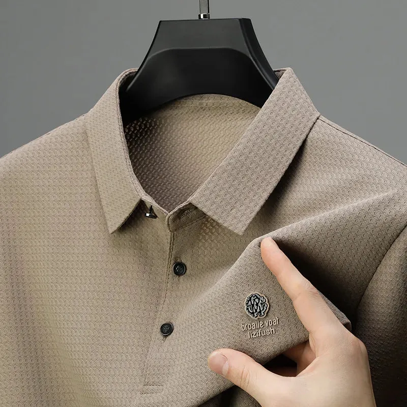 Men's Plus Size Textured Short Sleeve Polo Shirt sold by Gigi Laurent product image thumbnail 2