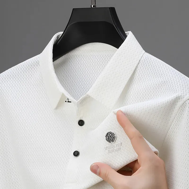 Men's Plus Size Textured Short Sleeve Polo Shirt sold by Gigi Laurent