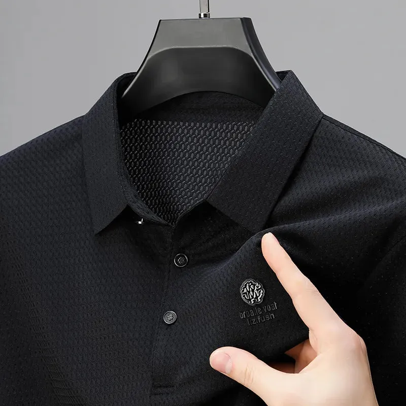 Men's Plus Size Textured Short Sleeve Polo Shirt sold by Gigi Laurent product image thumbnail 4