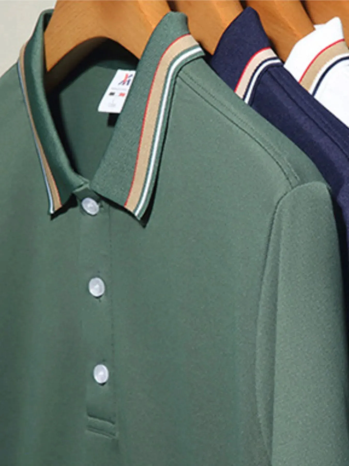 Men's Plus Size Classic Striped Collar Polo Shirt sold by Gigi Laurent product image thumbnail 3