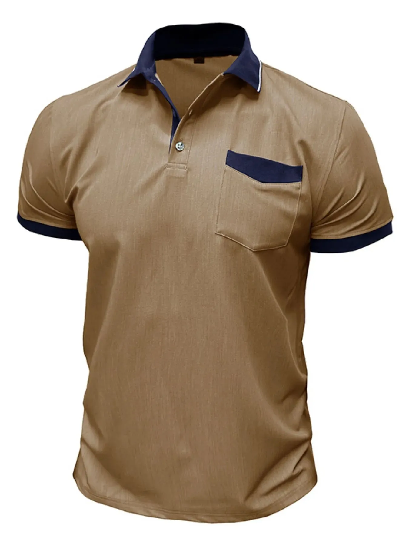 Men's Contrast Collar Pocket Polo Shirt sold by Gigi Laurent product image thumbnail 2