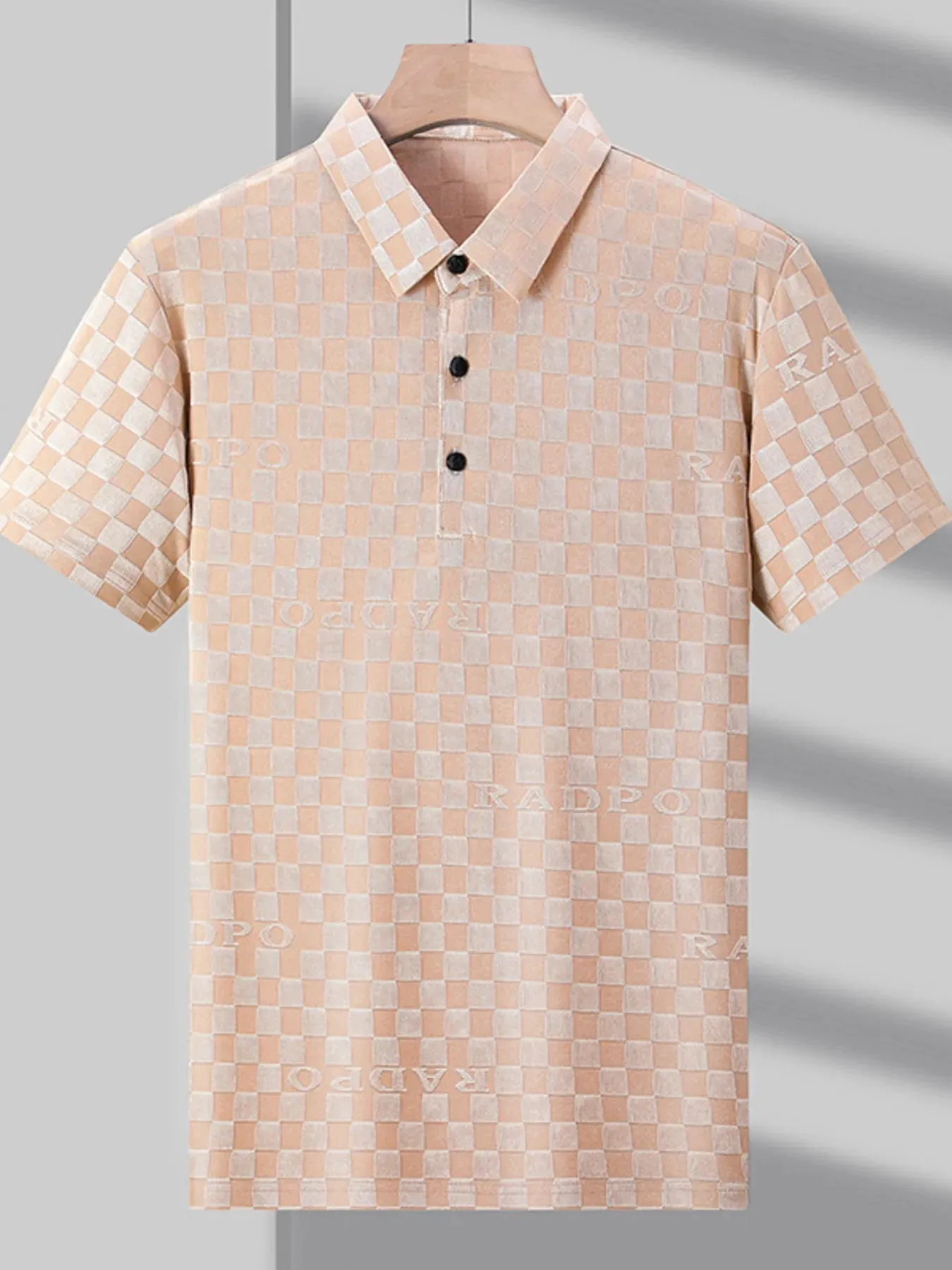 Men's Plus Size Checkered Pattern Short Sleeve Casual Polo Shirt sold by Gigi Laurent product image thumbnail 4