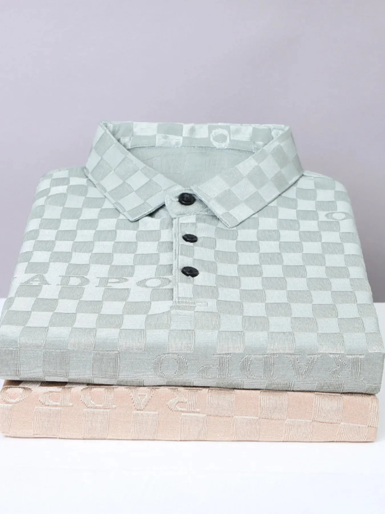 Men's Plus Size Checkered Pattern Short Sleeve Casual Polo Shirt sold by Gigi Laurent product image thumbnail 3