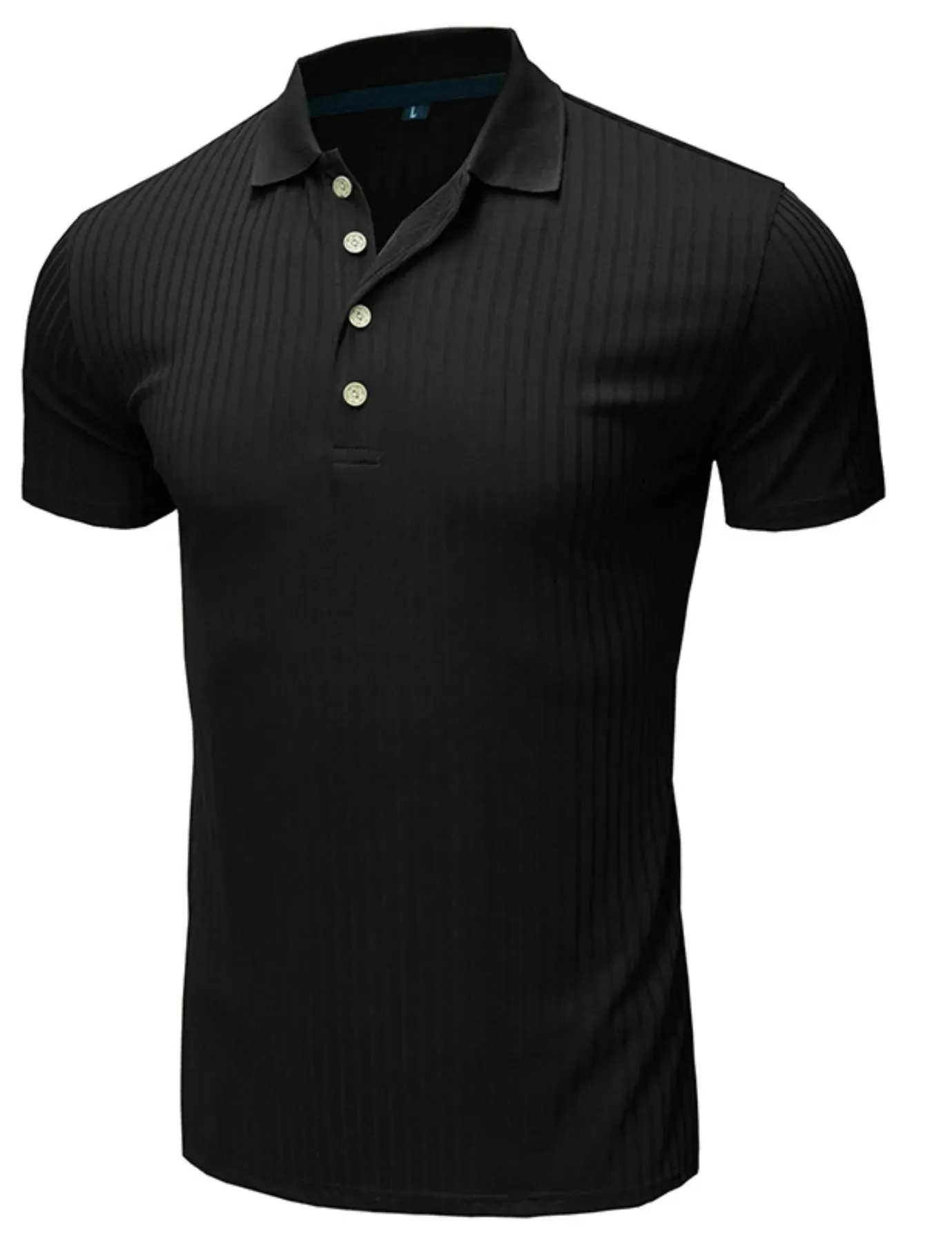 Men's Ribbed Knit Slim Fit Polo Shirt sold by Gigi Laurent product image thumbnail 3