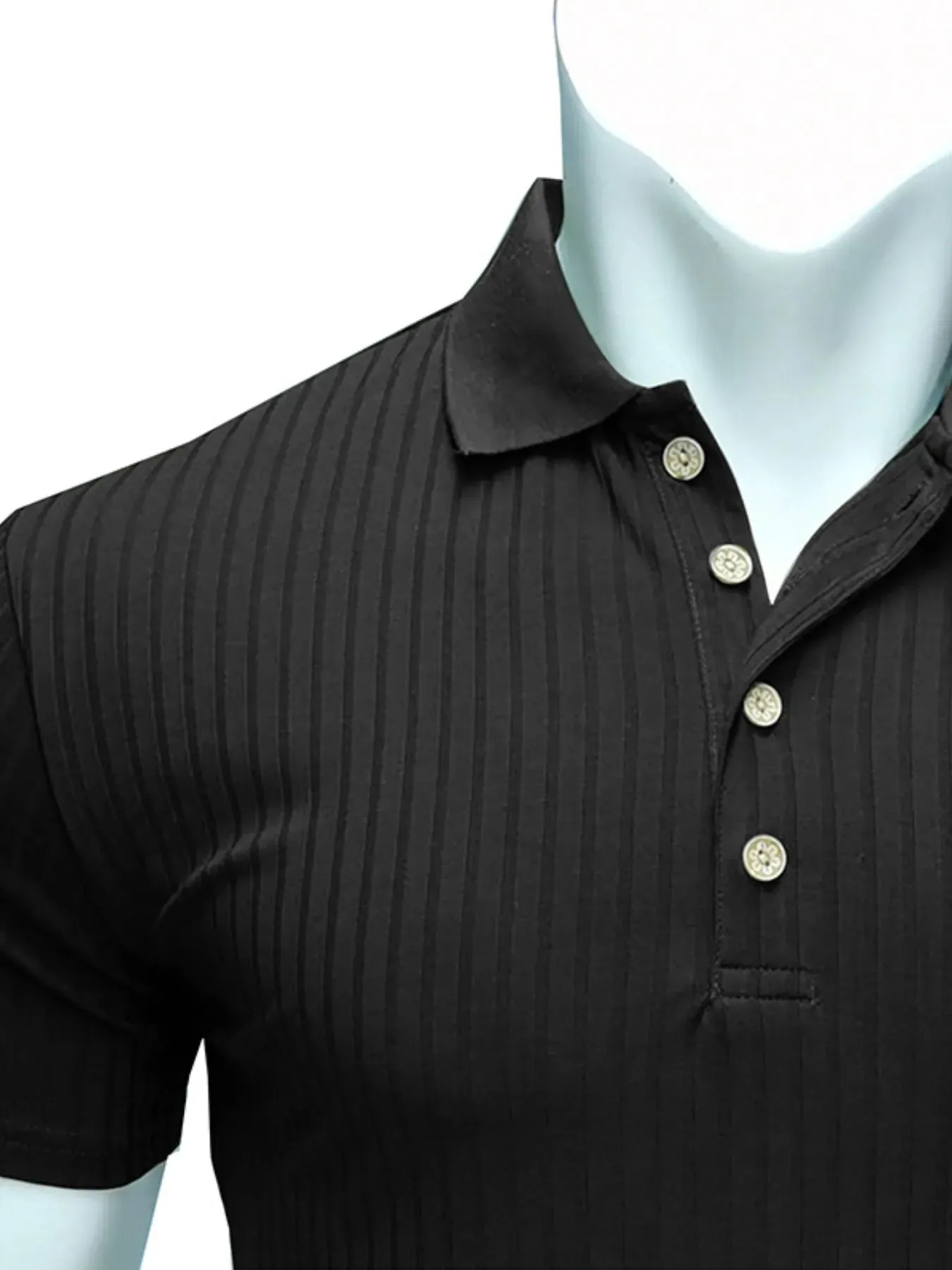 Men's Ribbed Knit Slim Fit Polo Shirt sold by Gigi Laurent product image thumbnail 5