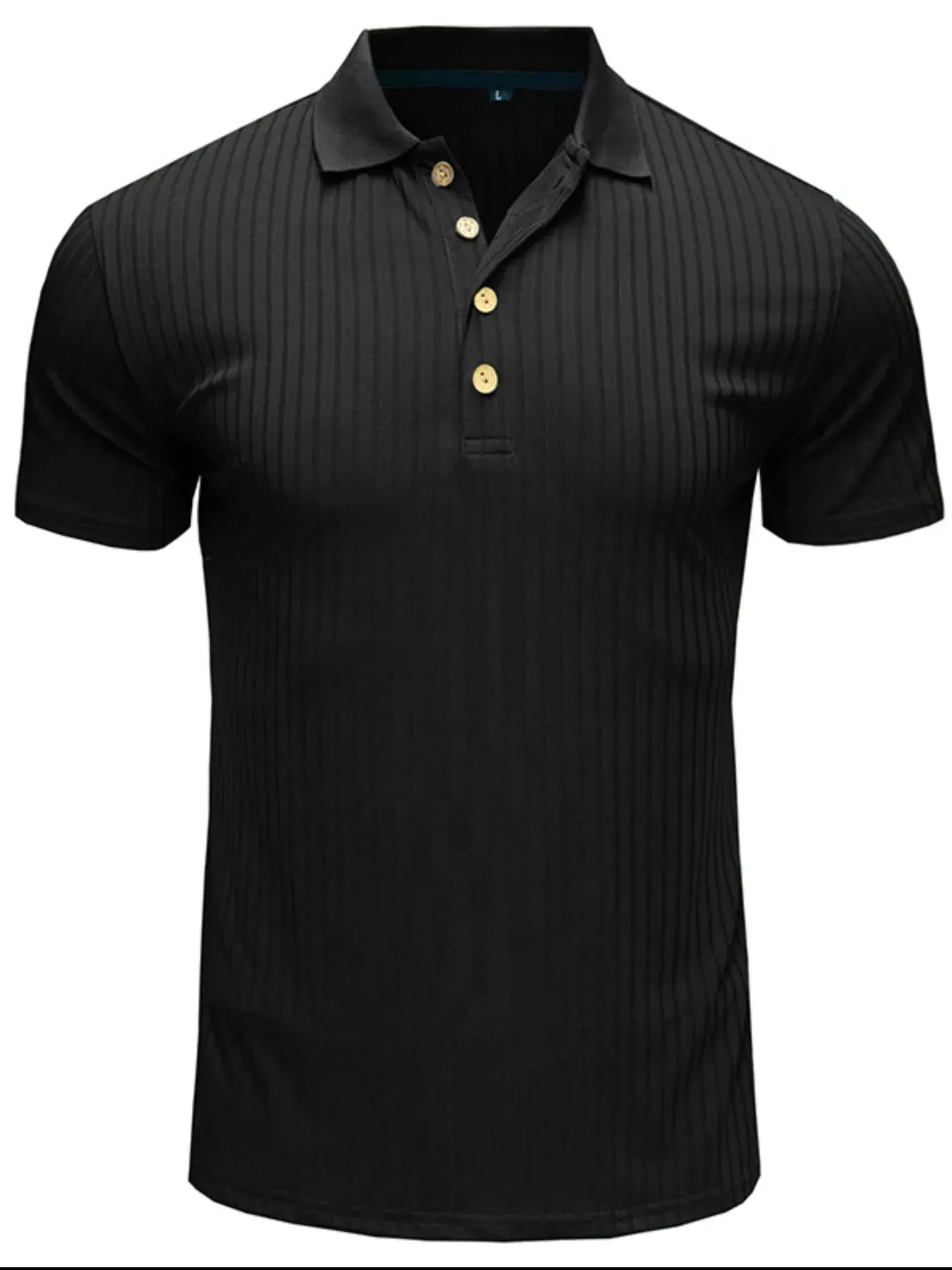 Men's Ribbed Knit Slim Fit Polo Shirt sold by Gigi Laurent product image thumbnail 2